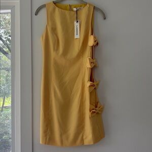 Commense Yellow Mini Dress with Bow Accents